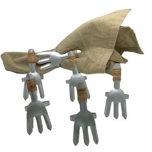 Napkin rings for Gardner‎ silver wood twine set of 6